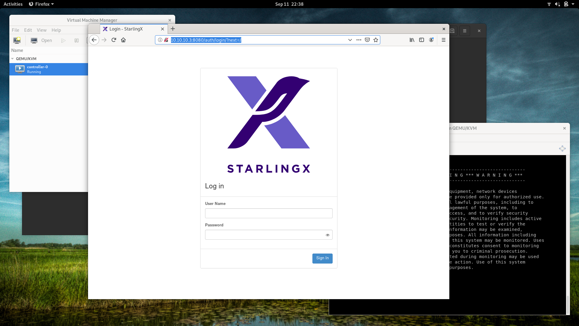 Starlingx admin page